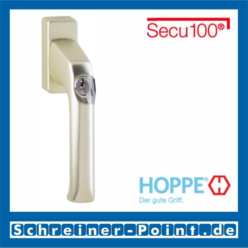 Hoppe London Aluminium Fenstergriff abschließbar F2 Neusilber Secu100 013S/U34 (100 Nm), 2007863